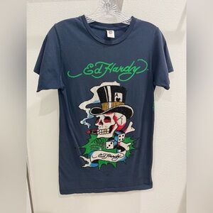 Ed Hardy  Navy Skull and Dice Tee